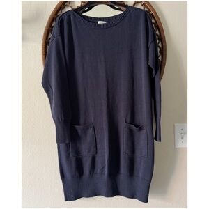 Garnet Hill Navy Sweater Dress size M silk cotton long sleeve